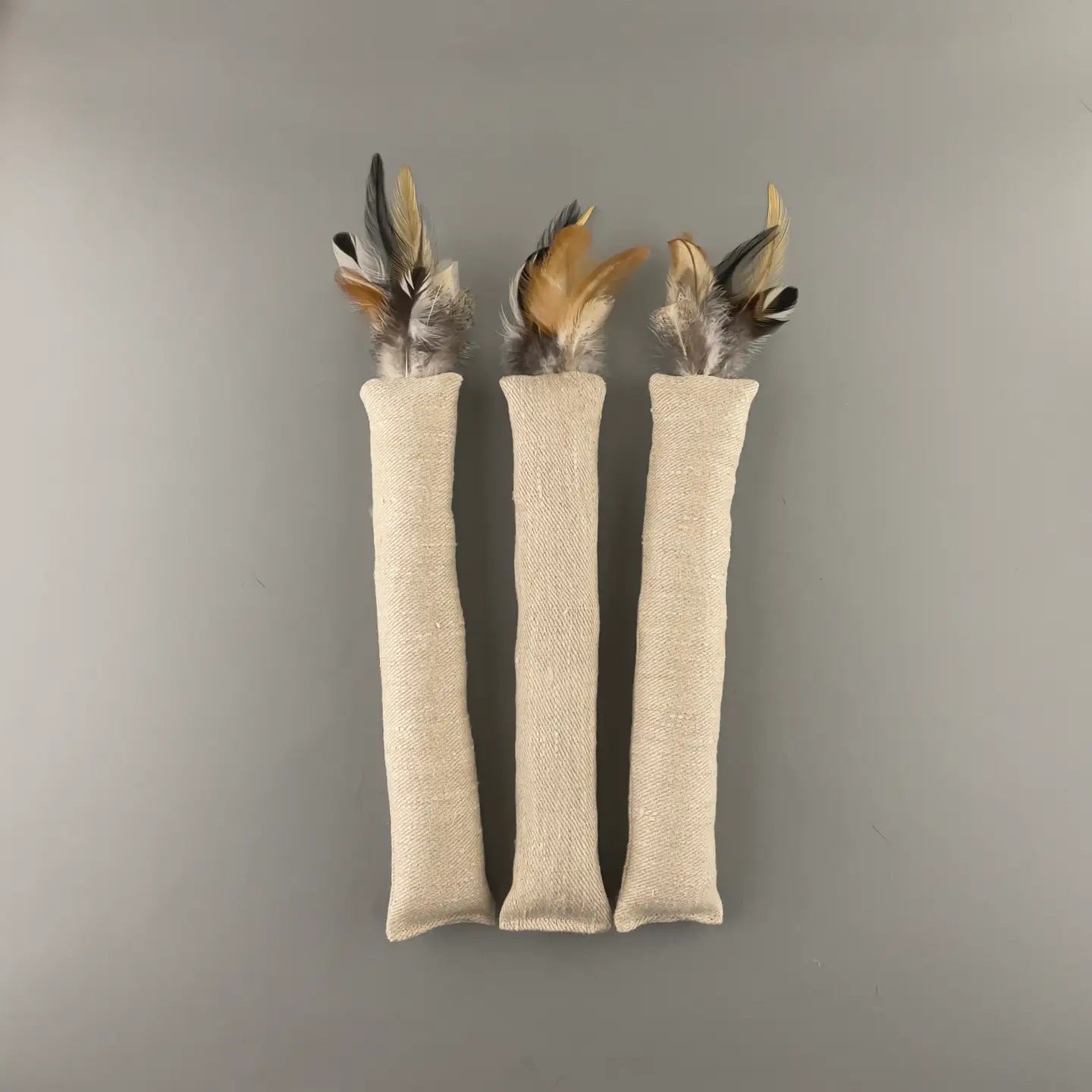 Hemp Fabric and Feathers Cat Kicker Toy