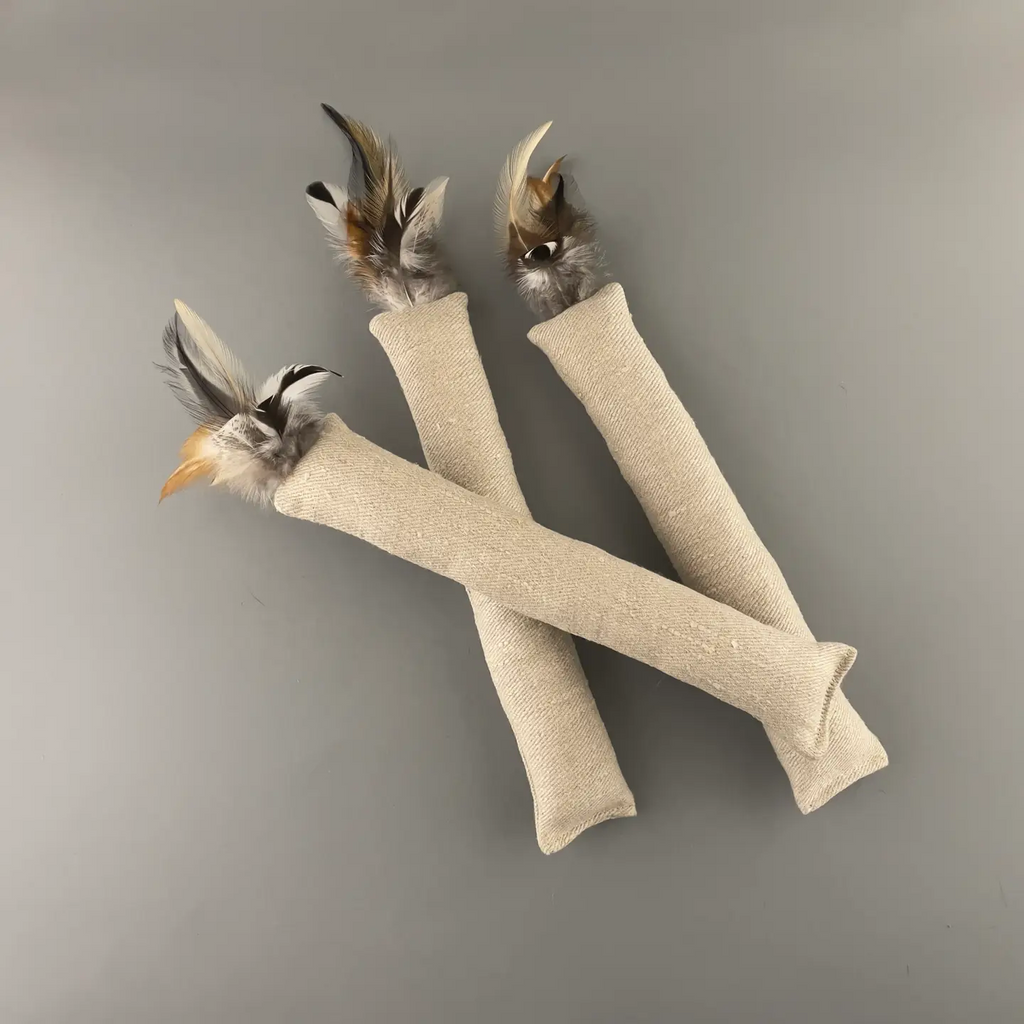 Hemp Fabric and Feathers Cat Kicker Toy
